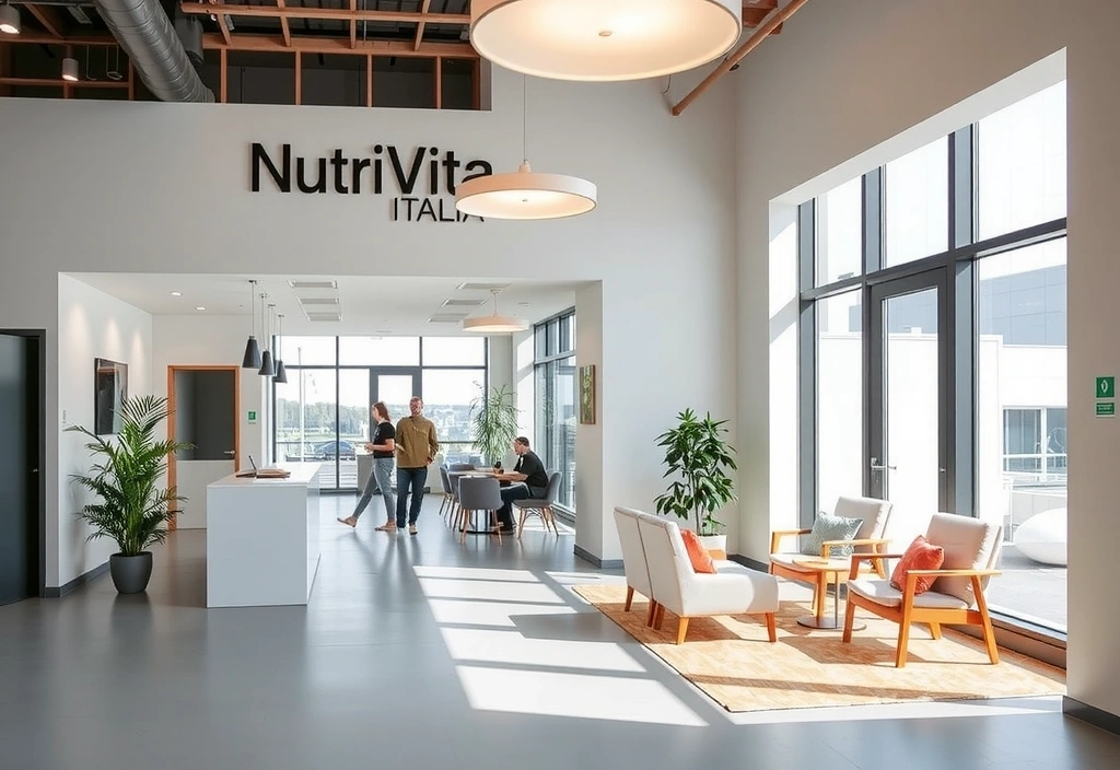 Ufficio moderno e luminoso di NutriVita Italia con persone che collaborano