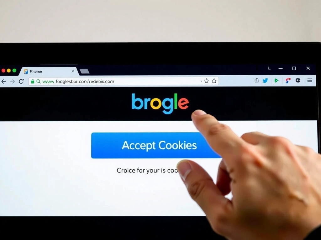 Persona che clicca su una finestra di dialogo di consenso ai cookie su uno schermo di computer