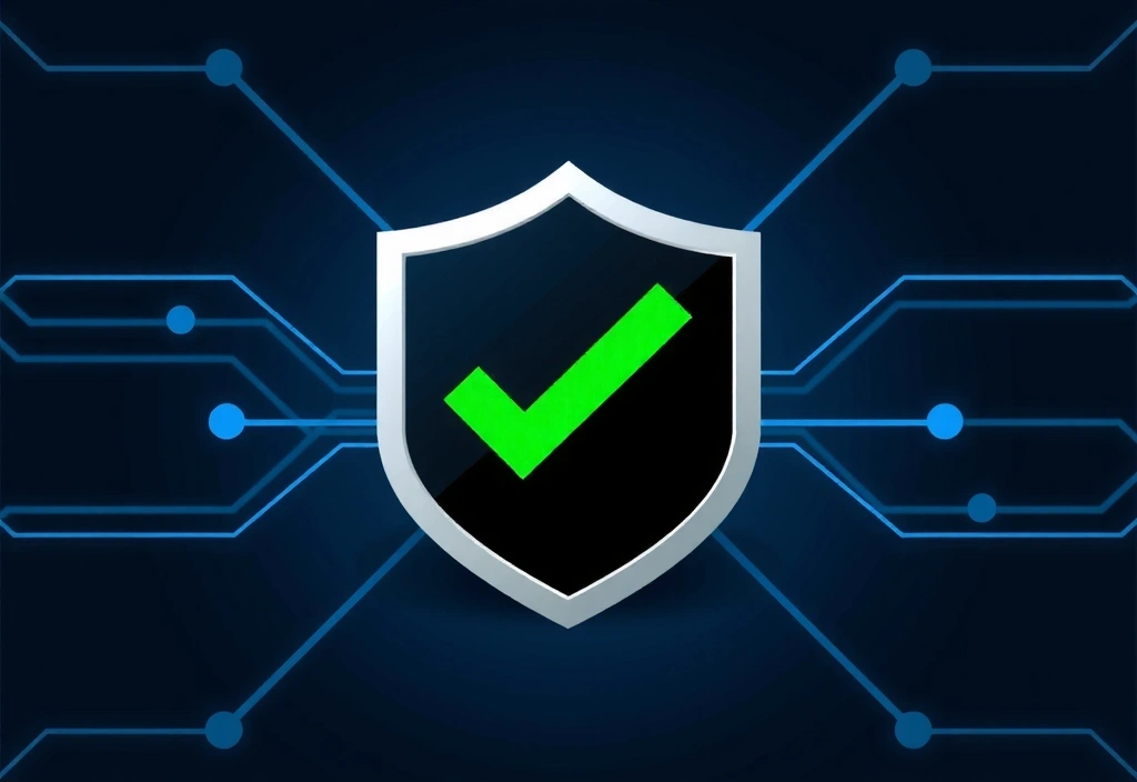 Scudo digitale con un segno di spunta verde, che rappresenta la sicurezza dei dati