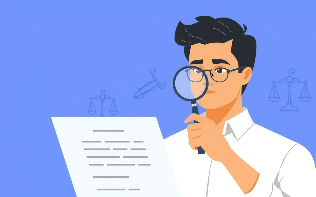 Persona che legge un documento legale con attenzione