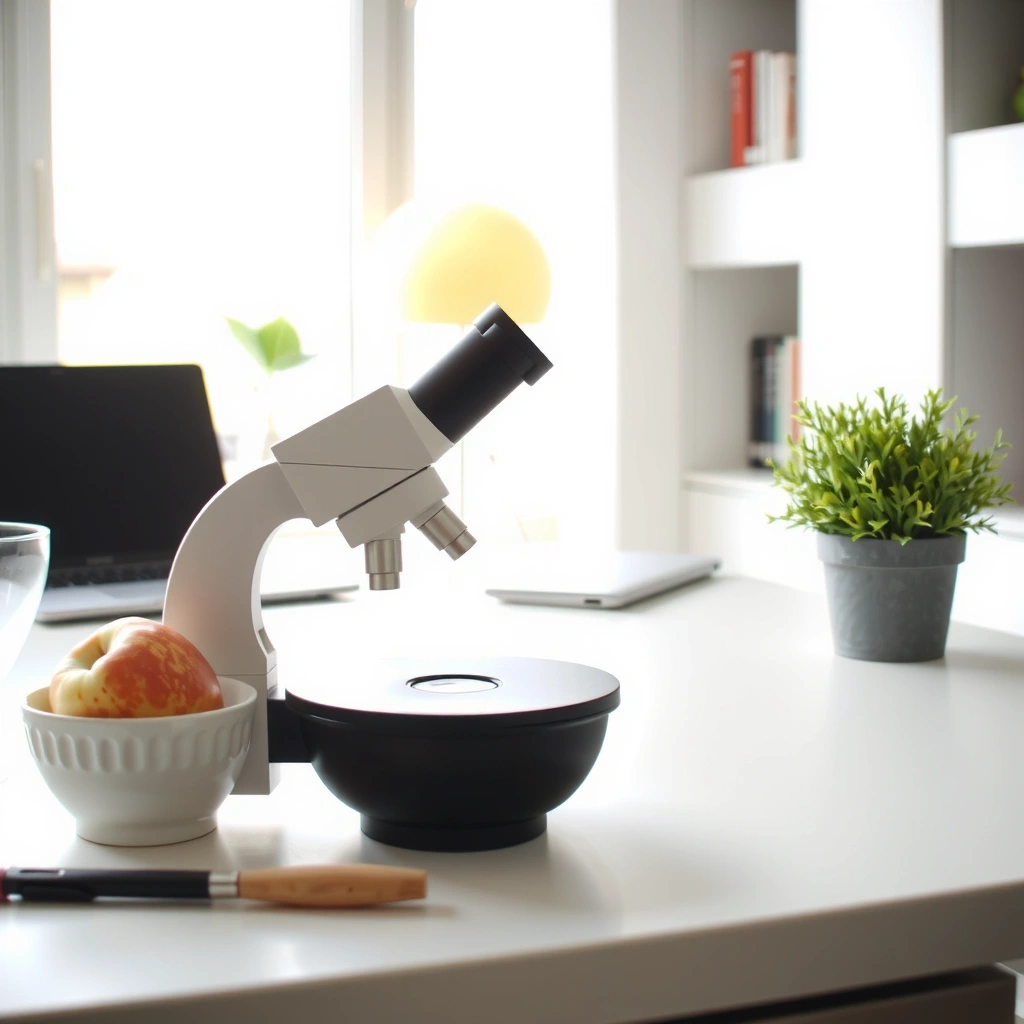 Stethoskop auf Notizblock mit Apfel